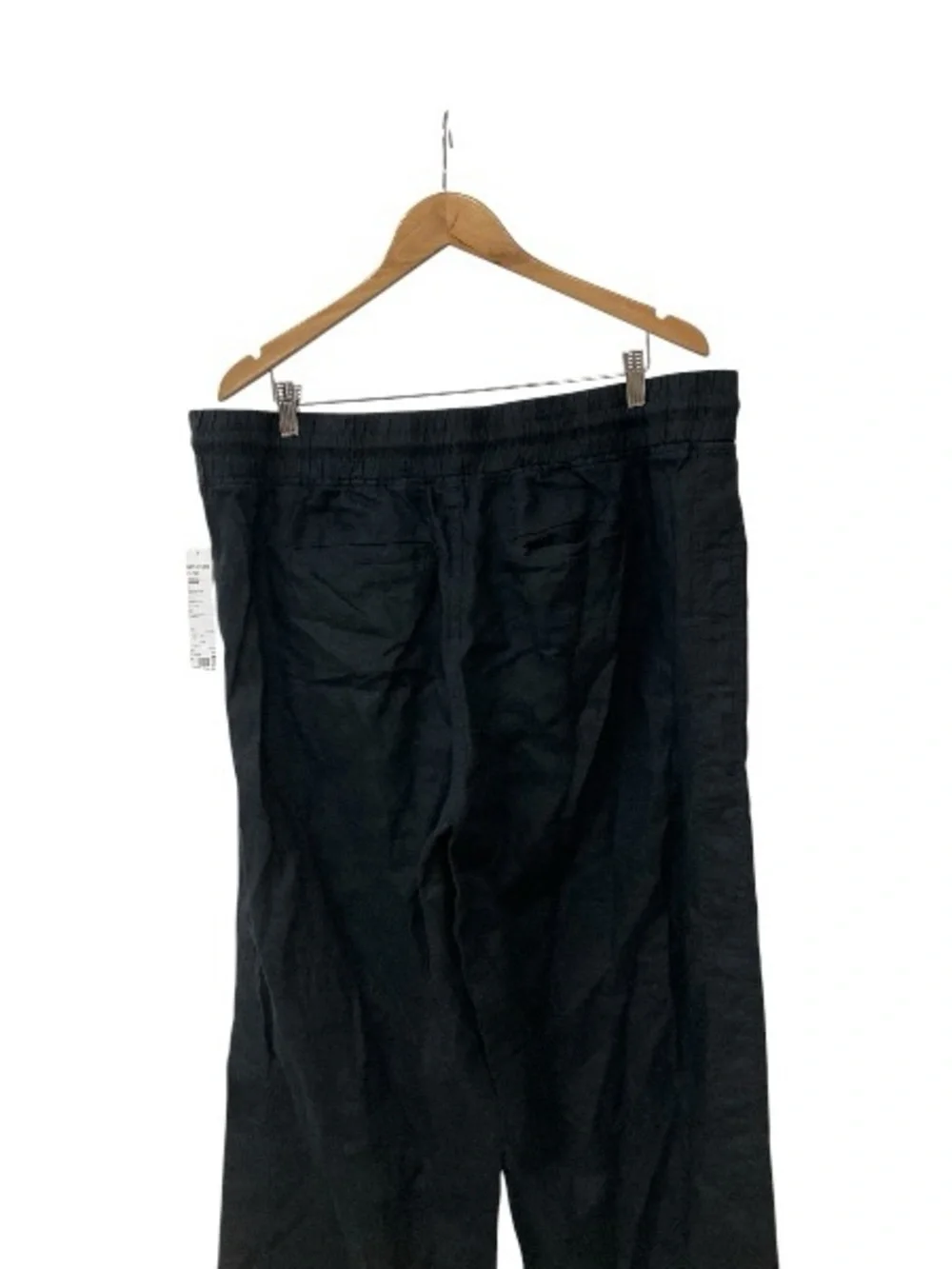Athleta Cabo Linen Wide Leg Pants Lightweight Pull On Waistband Black Sz 18 NWT